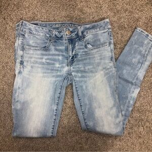 American Eagle Outfitters Women's Faded Blue Skinny Jeans